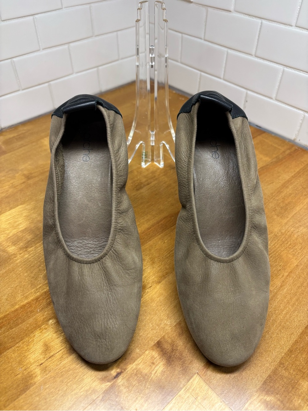 Arche Lomiss Women’s Nubuck Leather Wedge Ballet Flats Taupe EU 38 US 7